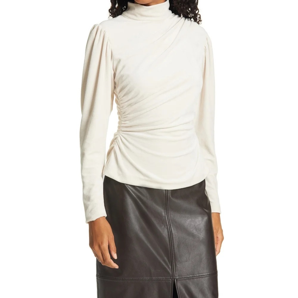 NWT A.L.C. Womens Ivory Pouf Mock Top Size 6